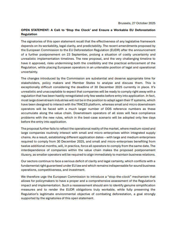 Open Statement October 2025